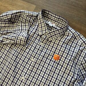 Clemson Tigers Cutter & Buck Purple Plaid Button Down Men's Sz XXL Preppy Game